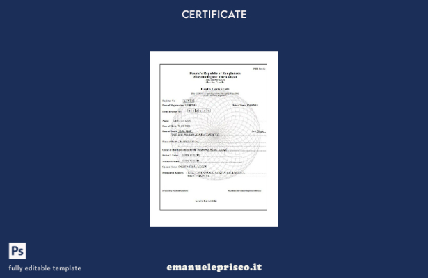 stile verificato Modello di certificato di nascita e di morte dell'ufficio del B
